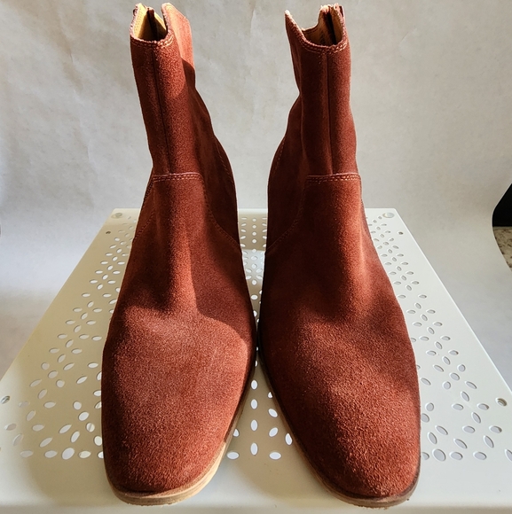 Lucky Brand Burgundy Brown Suede Zip-up Ankle Boots Sz 9 - Picture 8 of 13